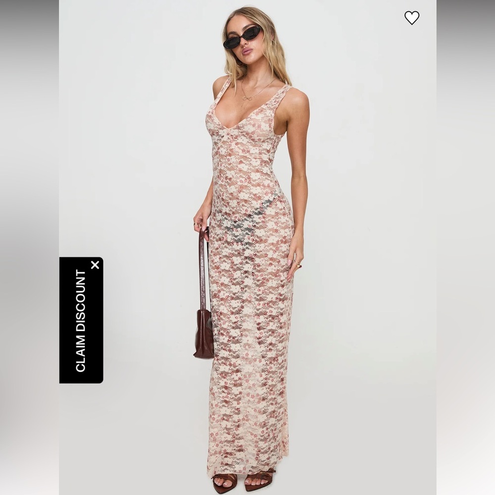 NEVER WORN Princess Polly Motel Sheer Lace Maxi Dress